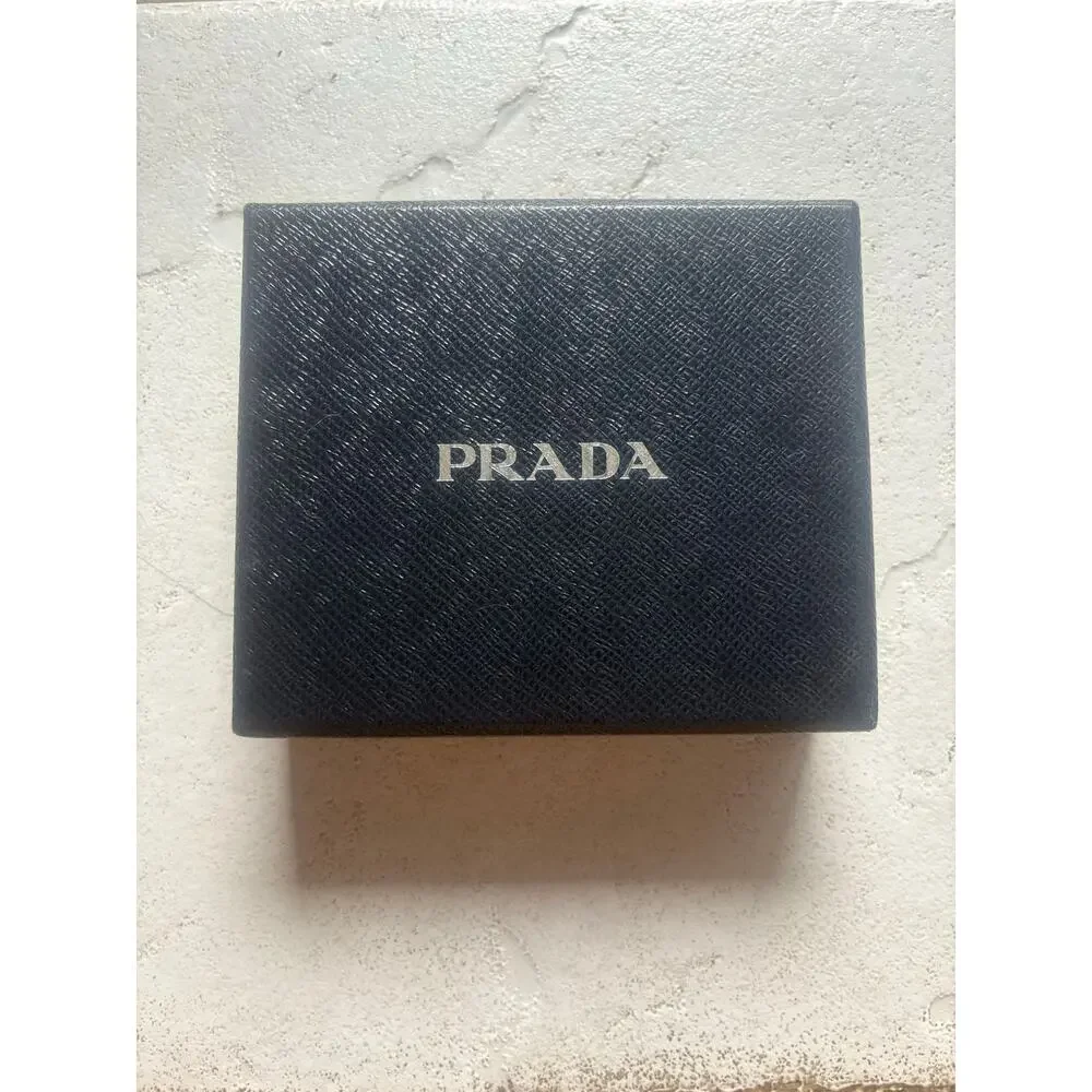 Prada men’s saffiano leather black bifold wallet  - full inclusion